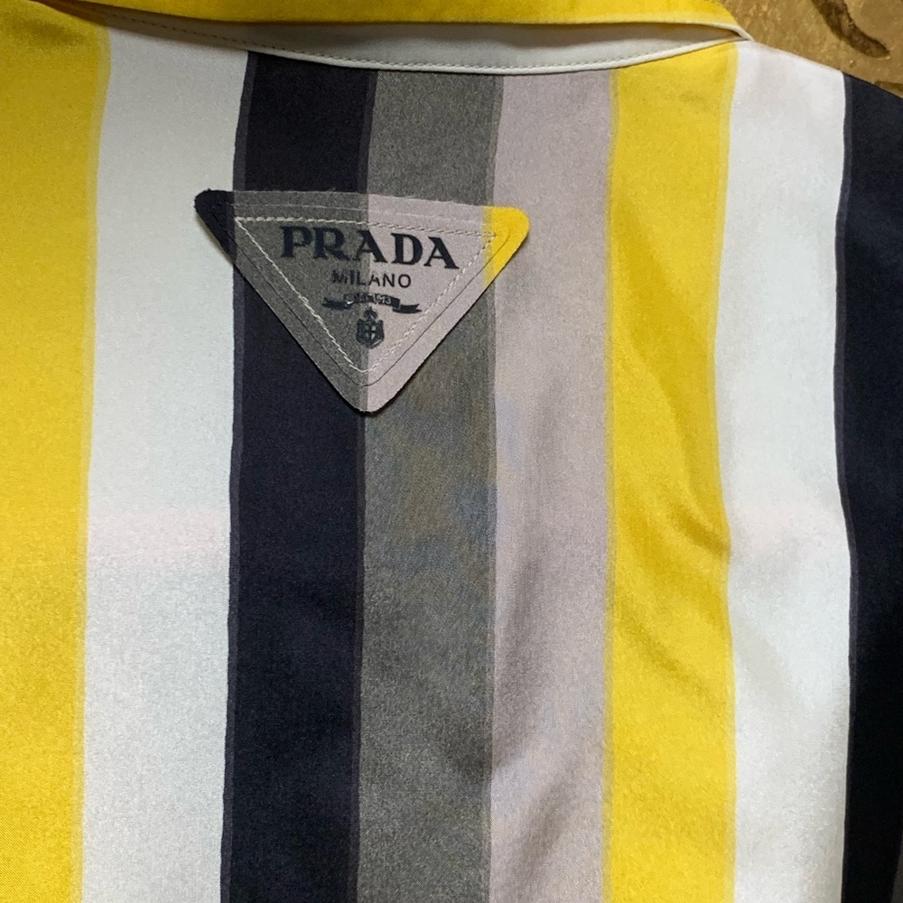 Prada Shirt with Yellow, Black, and Gray Stripes original